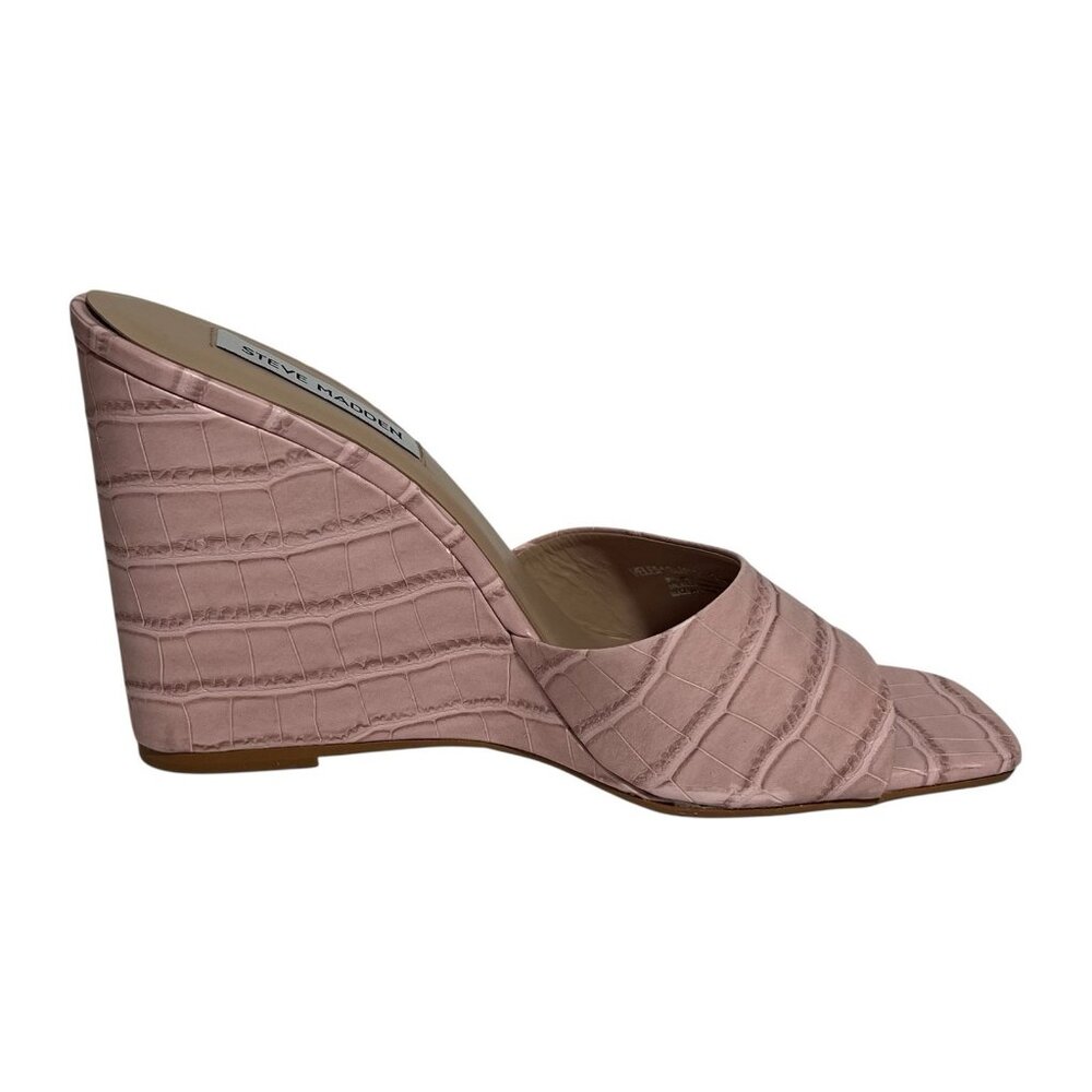 Steve Madden Women’s Size 8.5 M Veles Wedge Sandal Pink Croco - Picture 2 of 12